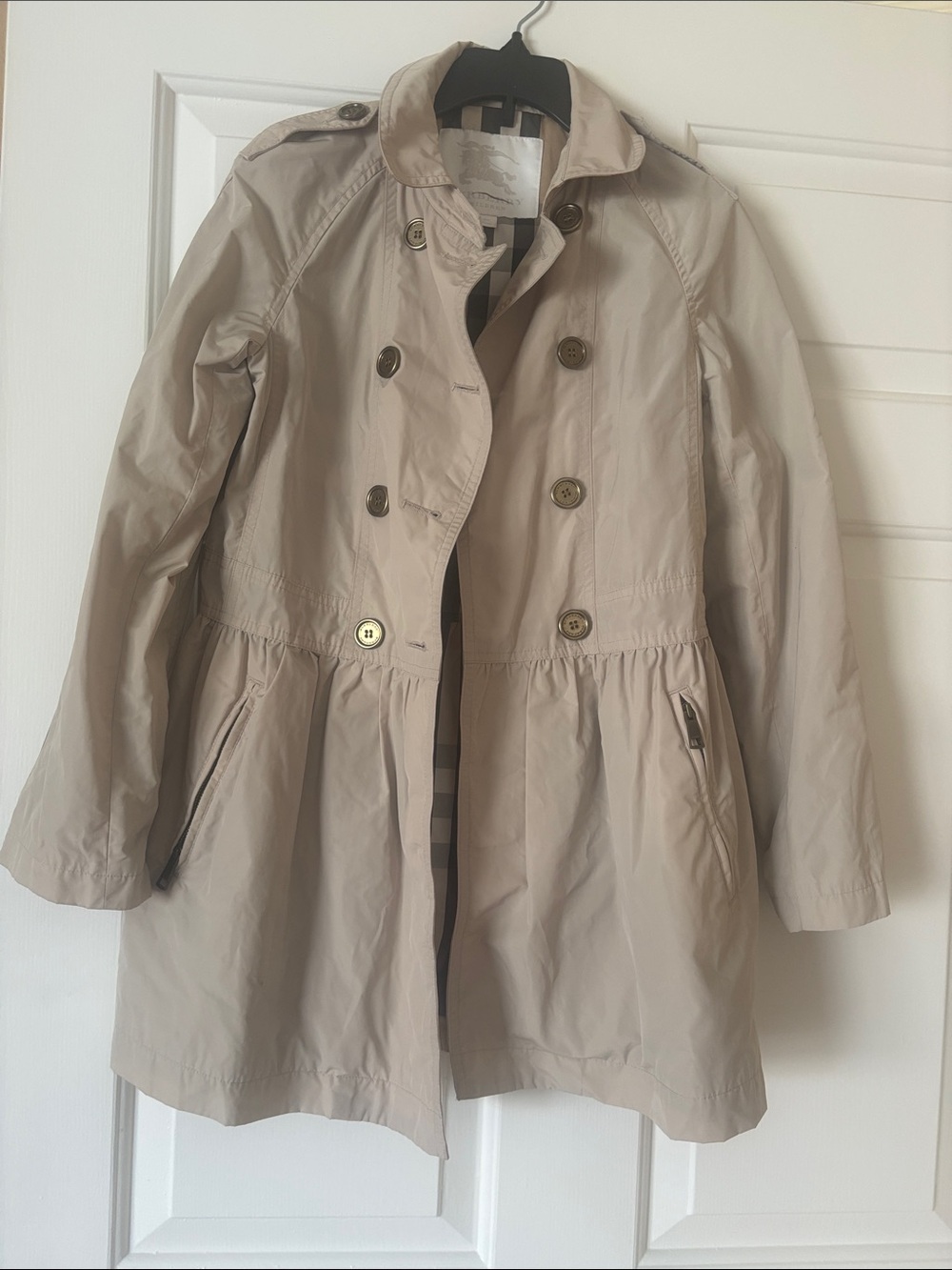 Burberry Beige Double-Breasted Girls' Trench Coat